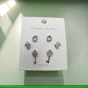 18K White Gold Plated 6 Pieces Earring Set