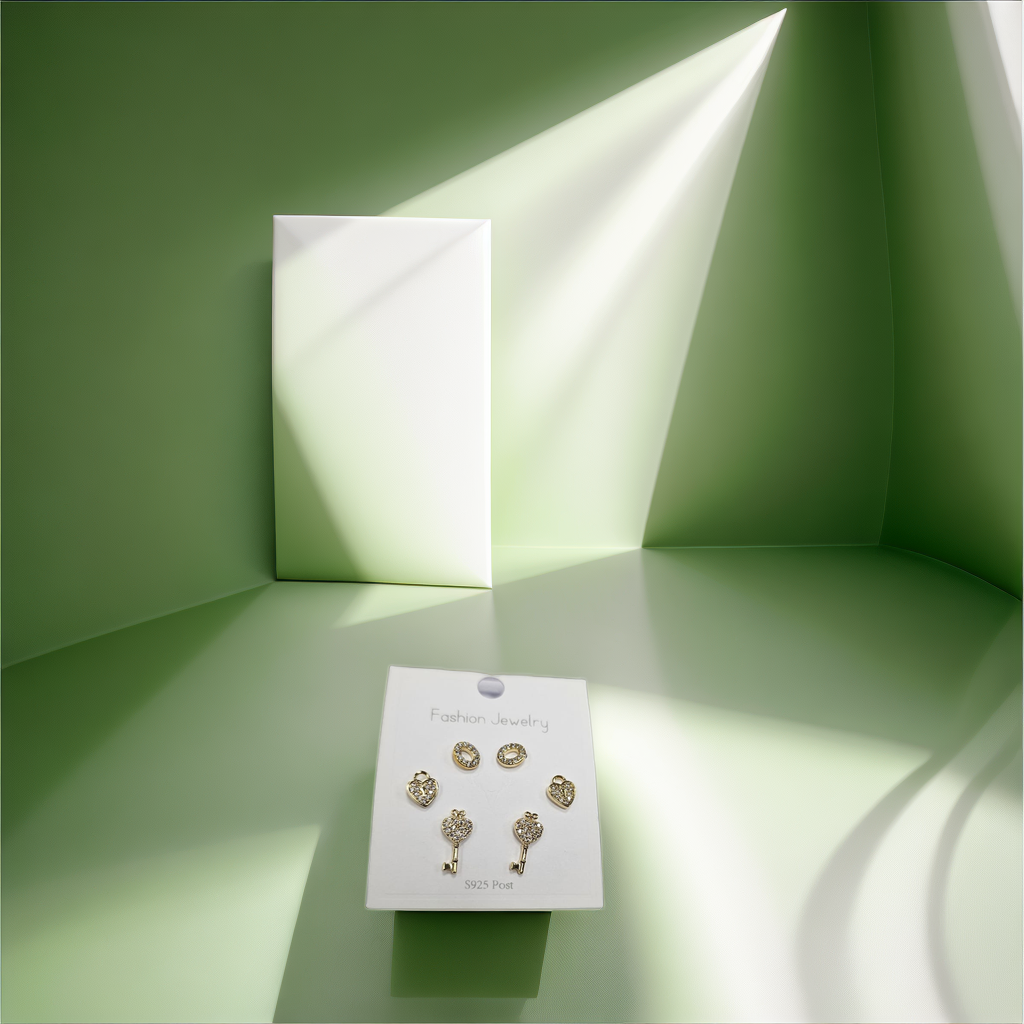 18K Gold Plated 6 Pieces Earring Set