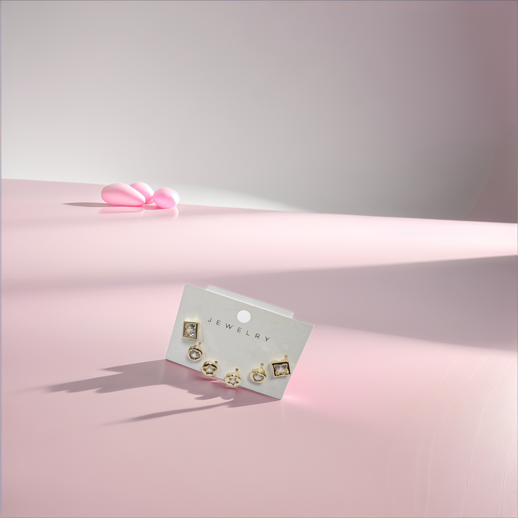 18K Gold Plated 6 Pieces Earring Set