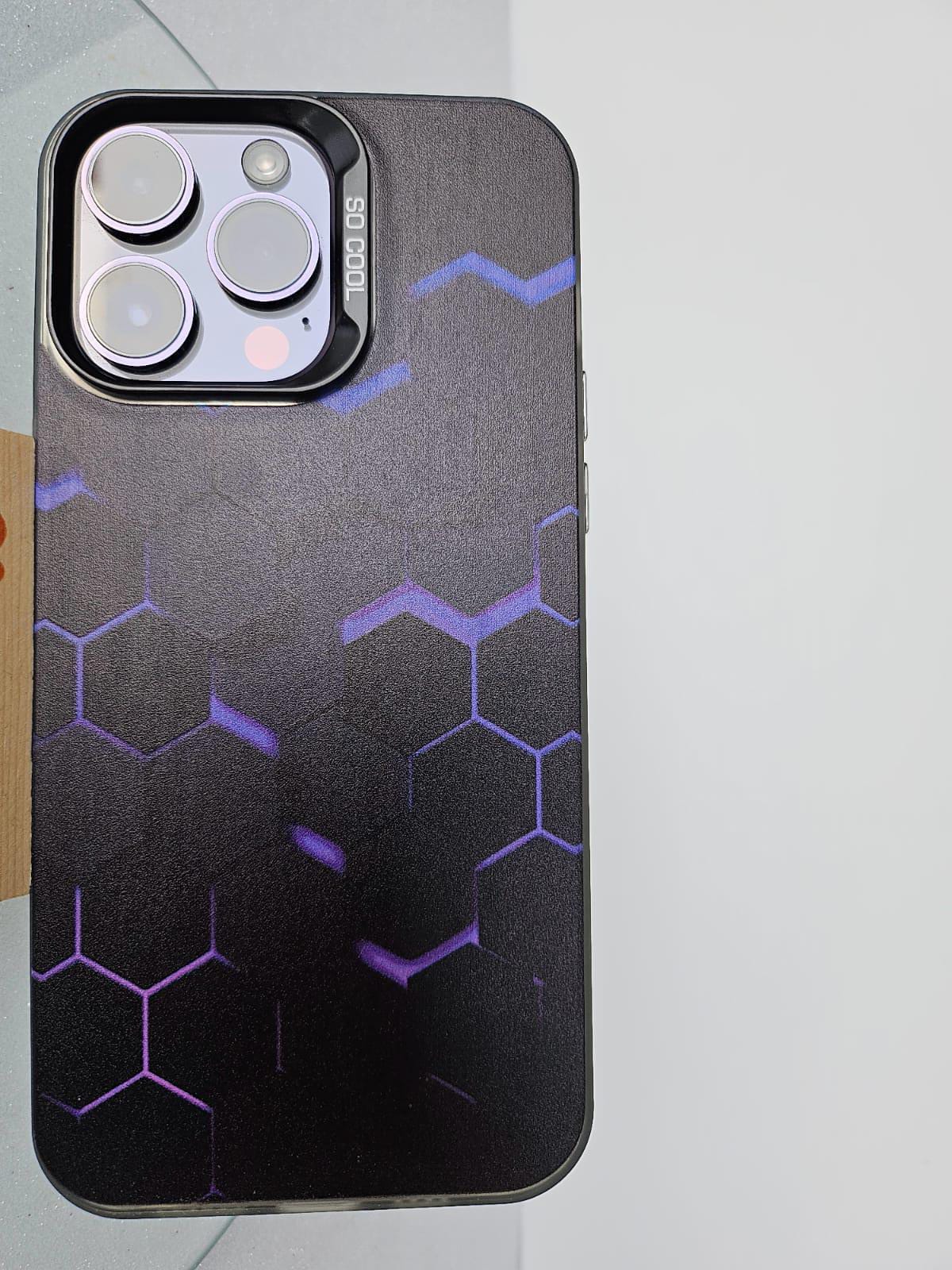 Plain Hexagon Graphic Printed Fiber iPhone Case