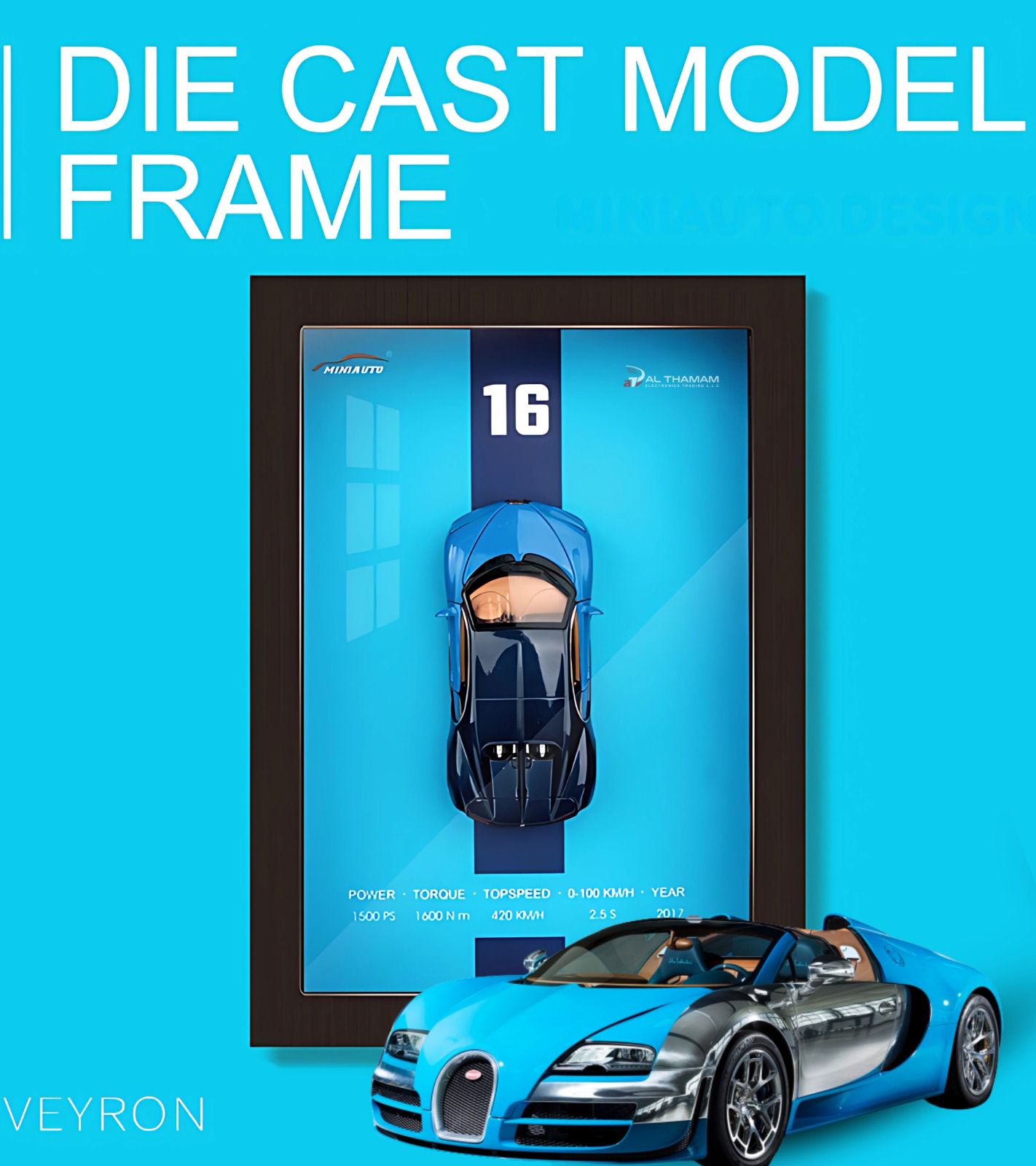 1:32 Alloy Racing Metal Car 3D Wall Frame Model