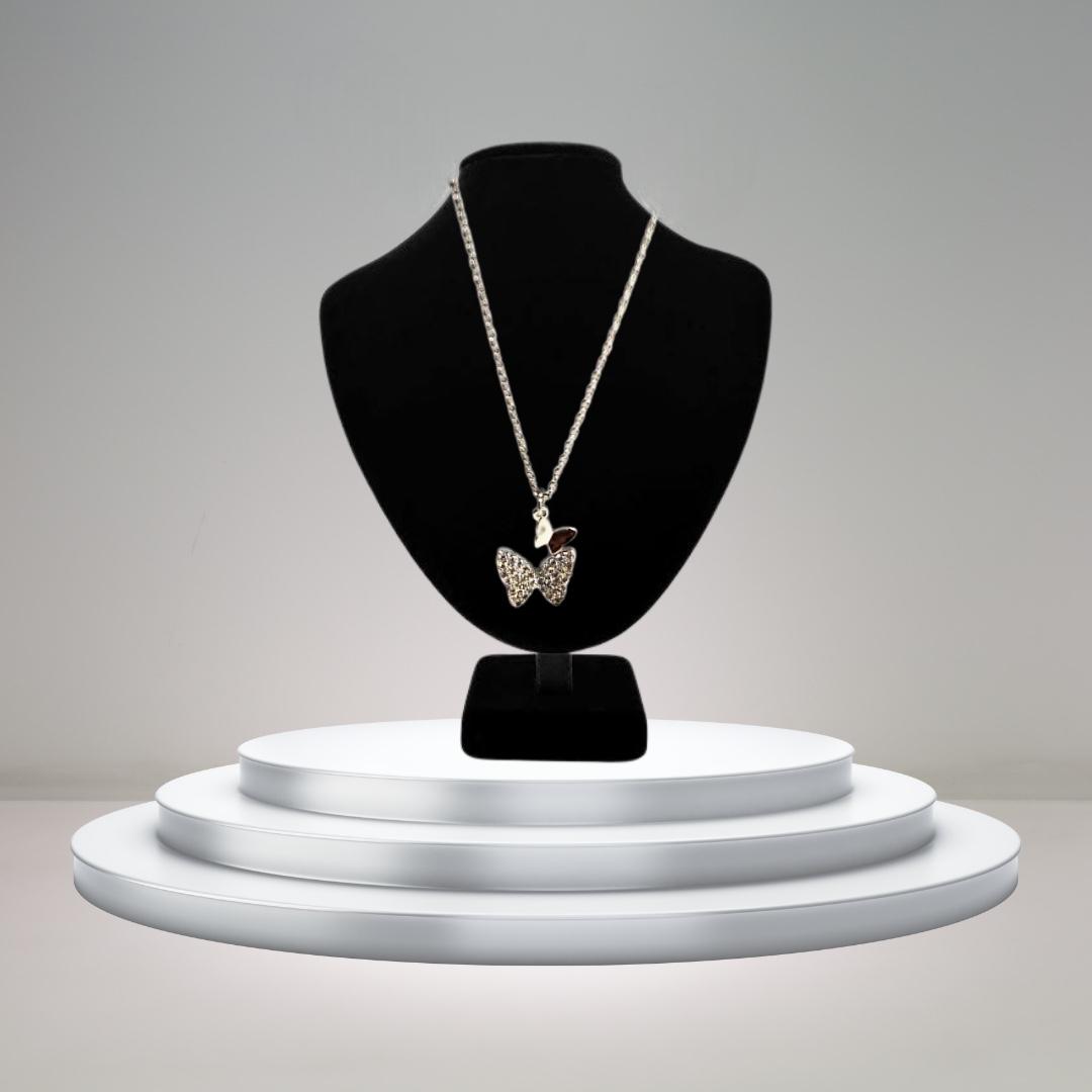 18k White Gold Plated Butterfly Bliss Necklace