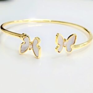 18k Gold Plated White Butterfly Bliss Bangle