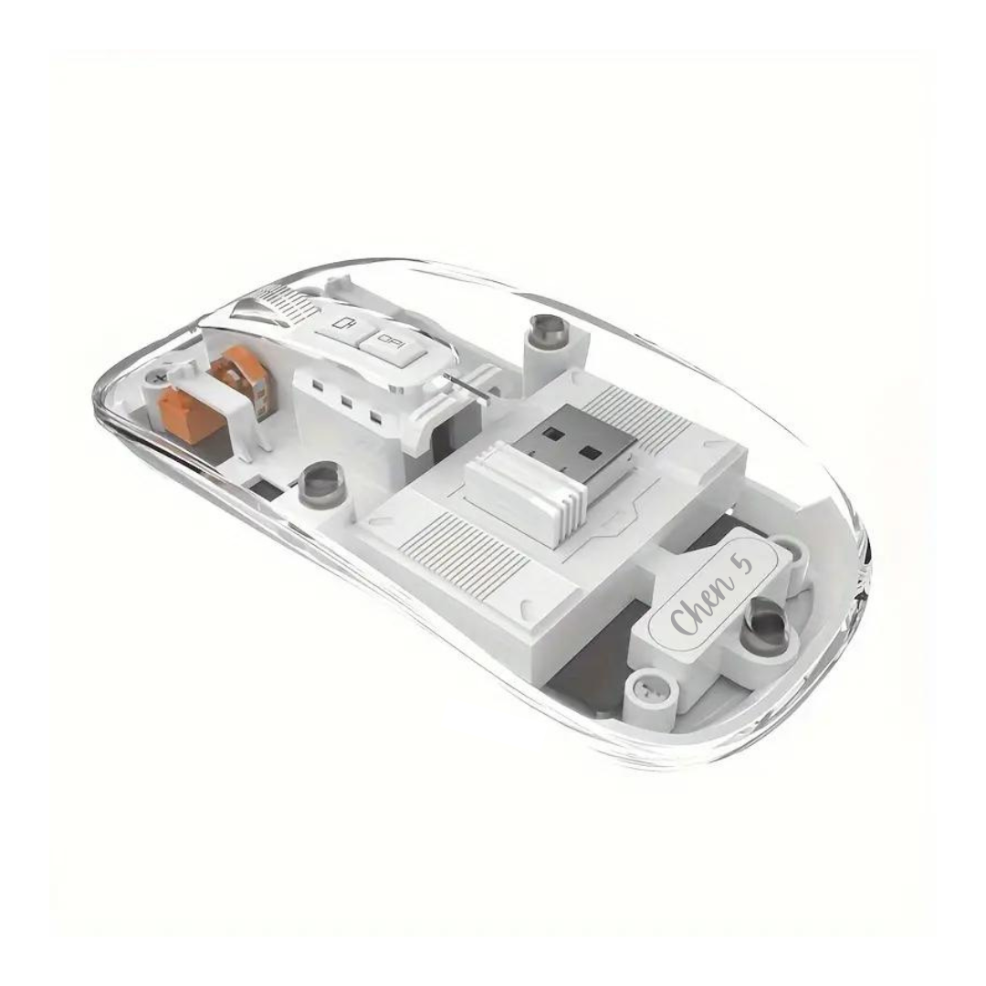 Wireless Transparent Mouse White (Bluetooth + USB)